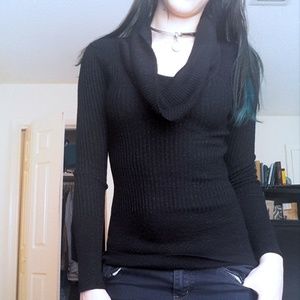 Sparkly black cowl neck sweater